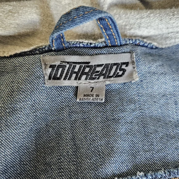 Kids Denim Hooded Jacket - Blue and Light Gray - Picture 16 of 16